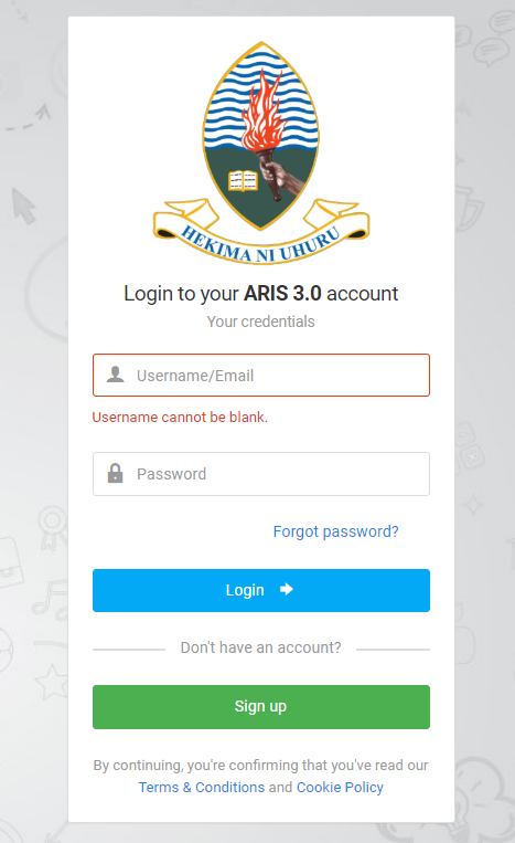 ARIS 3 UDSM Results Login - University of Dar es Salaam